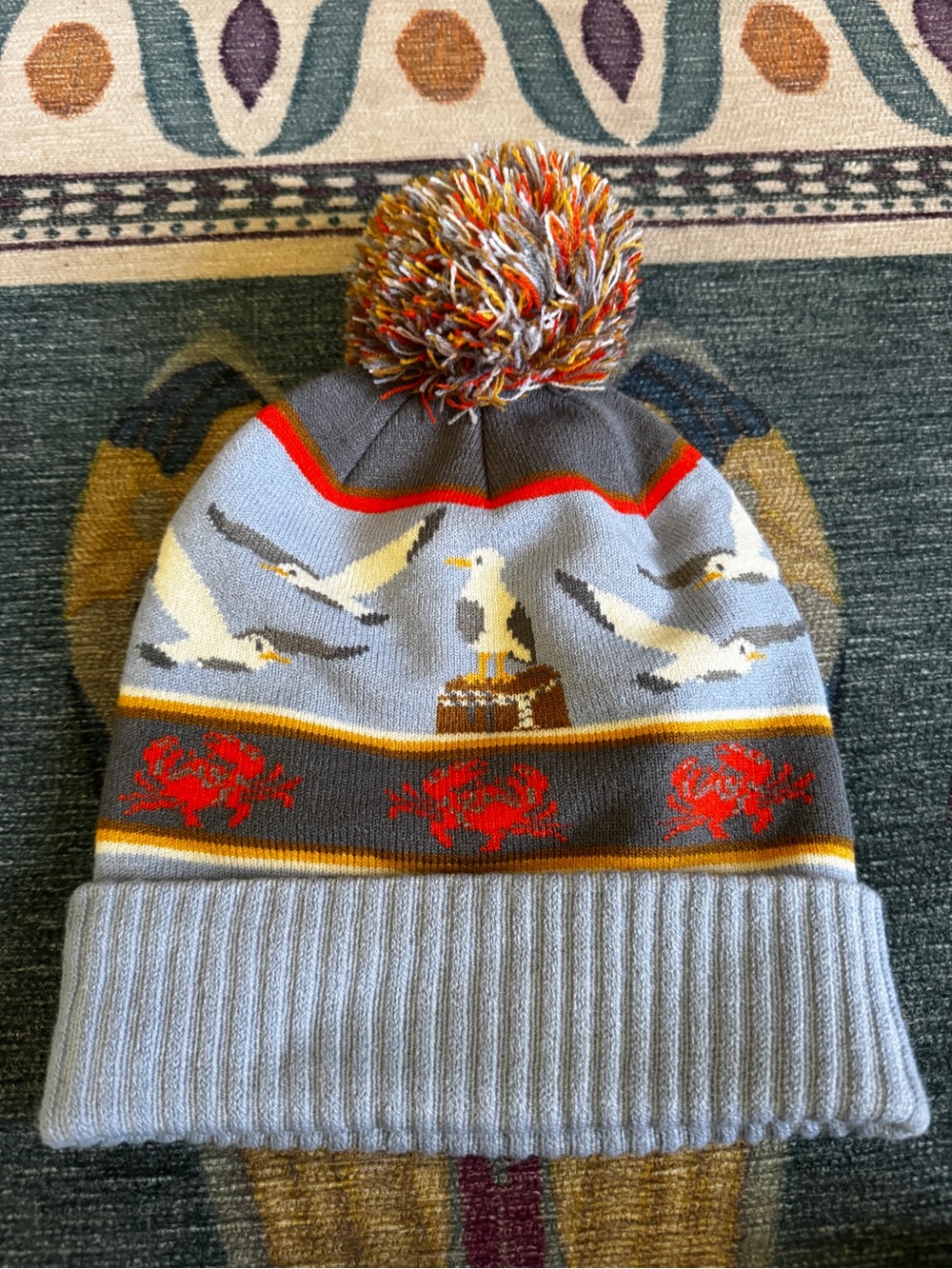 Kavu • Knit Beanie with Seagulls and Crabs